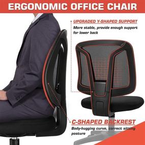 img 1 attached to 🪑 VigorPow Armless Mesh Office Chair: Ergonomic Swivel Small Computer Desk Chair with Lumbar Support, Height Adjustable for Adults and Kids - Black