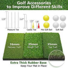 img 2 attached to Blended Golf Net: 10x7ft 7-in-1 Practice Net with Tri-Turf XL Mat, Target Cloth, 6 Balls, 7 Tees, Carry Bag - Heavy Duty Net for Driving, Chipping, Backyard, Indoor & Outdoor Golfing