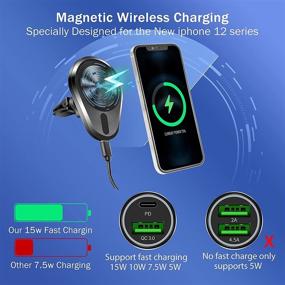 img 1 attached to 🔌 (2021 Upgraded 15W) Magsafe Charger Car Magnet Charger Car Mount for iPhone 12/iPhone 13 Series - Fast Charging Car Holder Charger, Compatible with Magsafe Charger/Magsafe Case