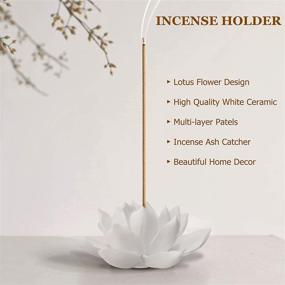 img 3 attached to 🏵️ White Lotus Ceramic Incense Holder – Stylish Stick Incense Burner for Home Decor and Yoga Studio