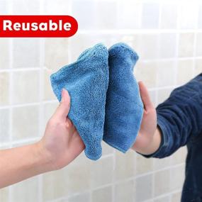 img 1 attached to 🧽 Pack of 6 Blue Microfiber Cleaning Cloths - Reusable, Softer Towels for Streak-Free, Lint-Free Cleaning in Boats, Homes, Kitchens, and Windows - Absorbent Rags (12in.x16in.)