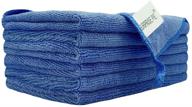 🧽 pack of 6 blue microfiber cleaning cloths - reusable, softer towels for streak-free, lint-free cleaning in boats, homes, kitchens, and windows - absorbent rags (12in.x16in.) logo