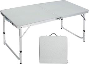 img 4 attached to CAMPMOON 4ft Folding Camping Table: Lightweight & Adjustable Legs for Outdoor Cooking and Picnic - White