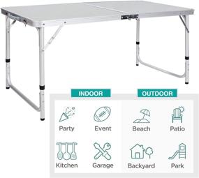 img 2 attached to CAMPMOON 4ft Folding Camping Table: Lightweight & Adjustable Legs for Outdoor Cooking and Picnic - White