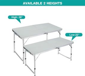 img 3 attached to CAMPMOON 4ft Folding Camping Table: Lightweight & Adjustable Legs for Outdoor Cooking and Picnic - White