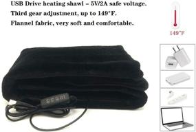 img 2 attached to 🔥 The Ultimate USB Heated Shawl: H-Hour Electric Throws Flannel Blanket Heating Cushion Pad - 3 Speed Regulating Switch, Black, 34"X22