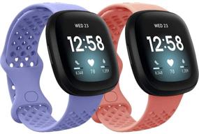 img 4 attached to 👟 Enhance Your Fitbit Versa 3/Sense Experience with Watbro Sport Bands: Soft Silicone, Breathable, and Waterproof Replacement Straps for Wristbands - Designed for Women and Men