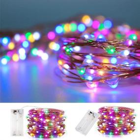 img 4 attached to 🔦 Waterproof LED String Lights, 2-Pack 20ft 60 LEDs, Battery Powered Copper Wire Fairy Lights for Festival Decorations, Crafting & Multicolor Starry Decor