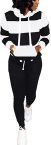 img 2 attached to AOMONI Sweatsuits Tracksuits Patchwork Black White Outdoor Recreation for Outdoor Clothing