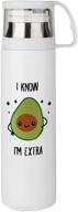 xiersi funny avocado coffee thermos cup - i know i'm extra avocado - cute avocado gifts to keep your drinks hot - perfect birthday or christmas surprise for mom, dad, coworkers, and friends - 14 oz логотип