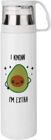 img 3 attached to XiErSi Funny Avocado Coffee Thermos Cup - I Know I'm Extra Avocado - Cute Avocado Gifts to Keep Your Drinks Hot - Perfect Birthday or Christmas Surprise for Mom, Dad, Coworkers, and Friends - 14 oz