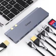 💻 usb c hub multiport adapter for macbook pro & air, 87w pd, 2 hdmi 4k@30hz, 3 usb 3.0, uhs-ii sd/tf card reader - compatible with macbook pro 2020/2019/2018/2017/2016, macbook air 2020-2018 (13/15 inch) logo