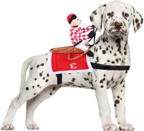 img 4 attached to 🎃 Halloween Pet Costume SEIS: Dog Jockey Horse Race Outfit for Cats & Funny Cosplay Clothes - Perfect for Parties & Photos