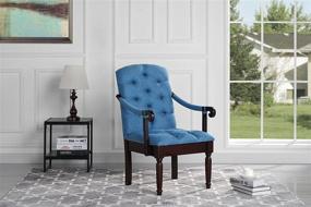 img 4 attached to 🔵 Blue Tufted Linen Fabric Upholstered Accent Dining Chair by Divano Roma Furniture - Traditional Style