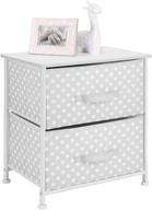 🏻 mdesign small baby and kid room organizer - storage dresser end/side table night stand furniture unit for bedroom, nursery, and playroom - 2 drawer removable fabric bins - polka dot print, gray/white logo