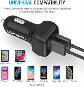 img 1 attached to Maxboost Car Charger with SmartUSB Port 4.8A/24W [Black] - iPhone 12/11 Pro Max/XS Max/XR/XS/X/8/7/Plus, Galaxy S20 Ultra/S10/S10+/S10e/Note, LG, Air, Mini, Huawei, Moto, Pixel Charger Adapter