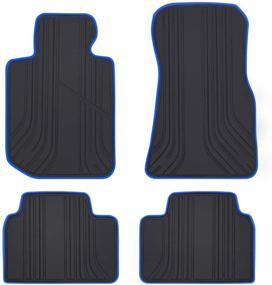 img 2 attached to SAN AUTO Car Floor Mat Custom Fit For BMW 3/4 Series 2019 2020 2021 F30 F31 F32 F33 F36 320I 328I 330I 335I Black Navy Blue Rubber Auto Floor Liners Set All Weather Protection Heavy Duty Odorless