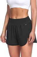 quick-dry athletic shorts for women with zip pocket | sports elastic waist workout shorts | running shorts with liner | lalala logo