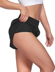 img 3 attached to Quick-Dry Athletic Shorts for Women with Zip Pocket | Sports Elastic Waist Workout Shorts | Running Shorts with Liner | LaLaLa