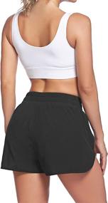 img 1 attached to Quick-Dry Athletic Shorts for Women with Zip Pocket | Sports Elastic Waist Workout Shorts | Running Shorts with Liner | LaLaLa