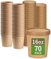 🥣 bloomoon 70 pack 16 oz kraft paper cups with lids - versatile disposable containers for soups, ice cream, storage, and take out - microwavable, freezer-safe, and reliable supplies (70 cups & 70 lids) logo