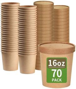 img 4 attached to 🥣 Bloomoon 70 Pack 16 oz Kraft Paper Cups with Lids - Versatile Disposable Containers for Soups, Ice Cream, Storage, and Take Out - Microwavable, Freezer-Safe, and Reliable Supplies (70 Cups & 70 Lids)