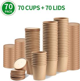 img 3 attached to 🥣 Bloomoon 70 Pack 16 oz Kraft Paper Cups with Lids - Versatile Disposable Containers for Soups, Ice Cream, Storage, and Take Out - Microwavable, Freezer-Safe, and Reliable Supplies (70 Cups & 70 Lids)