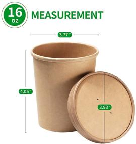 img 2 attached to 🥣 Bloomoon 70 Pack 16 oz Kraft Paper Cups with Lids - Versatile Disposable Containers for Soups, Ice Cream, Storage, and Take Out - Microwavable, Freezer-Safe, and Reliable Supplies (70 Cups & 70 Lids)