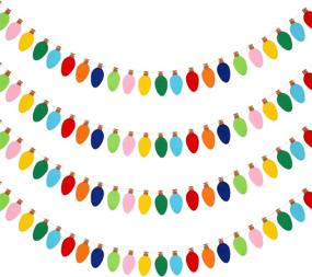 img 4 attached to Christmas Felt Light Garlands - Rainbow Lights Bulb Garland Set for Festive Party Home Decorations