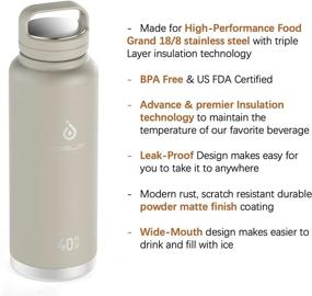 img 3 attached to 🥤 40oz IDEUS Insulated Water Bottle with 2 Leak-Proof Lids, Mars Celadon Color - Ideal Thermos Water Flask for Kids, Hiking, Biking