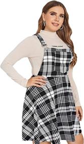 img 1 attached to 👗 Romwe Plus Size Overall Pinafore Dress - Casual Adjustable Straps A-line Swing Short Dress for Women