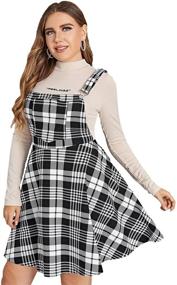 img 4 attached to 👗 Romwe Plus Size Overall Pinafore Dress - Casual Adjustable Straps A-line Swing Short Dress for Women