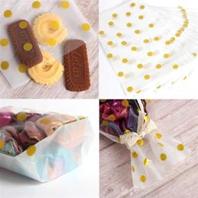 img 1 attached to 🎁 SBYURE Clear Cello Bags with Gold Polka Dots - 6x10 inch - Perfect for Treats, Candy, Cookies - Bakery Party Favor Bags - Pack of 100 with Gold Twist Ties