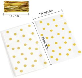 img 2 attached to 🎁 SBYURE Clear Cello Bags with Gold Polka Dots - 6x10 inch - Perfect for Treats, Candy, Cookies - Bakery Party Favor Bags - Pack of 100 with Gold Twist Ties