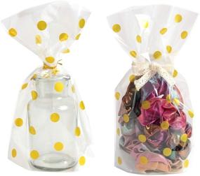 img 3 attached to 🎁 SBYURE Clear Cello Bags with Gold Polka Dots - 6x10 inch - Perfect for Treats, Candy, Cookies - Bakery Party Favor Bags - Pack of 100 with Gold Twist Ties
