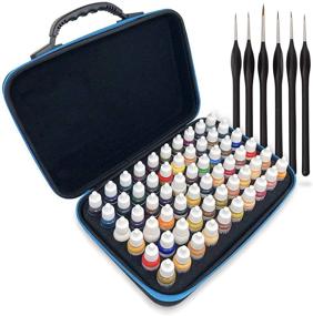 img 4 attached to Pixiss Model Paint Storage Case: Organize, Store, and Display Your Acrylic Paints and Brushes in Style - 60 Slots with 6 Fine Detail Miniatures Brushes