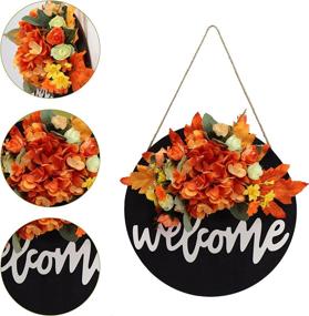 img 3 attached to 🍂 Festive Fall Front Door Decor: Black Round Wreath and Welcome Sign, Perfect for Farmhouse Style