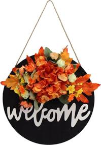 img 4 attached to 🍂 Festive Fall Front Door Decor: Black Round Wreath and Welcome Sign, Perfect for Farmhouse Style