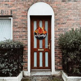 img 1 attached to 🍂 Festive Fall Front Door Decor: Black Round Wreath and Welcome Sign, Perfect for Farmhouse Style