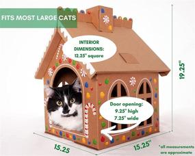 img 3 attached to 🍬 Gingerloaf House with Scratchpad - Christmas Gingerbread Playhouse for Cats, Kittens, Rabbits, Bunny, with Large Candy Sticker Assortment for Decorative Fun