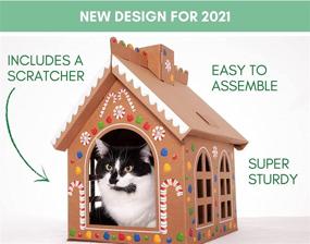 img 2 attached to 🍬 Gingerloaf House with Scratchpad - Christmas Gingerbread Playhouse for Cats, Kittens, Rabbits, Bunny, with Large Candy Sticker Assortment for Decorative Fun