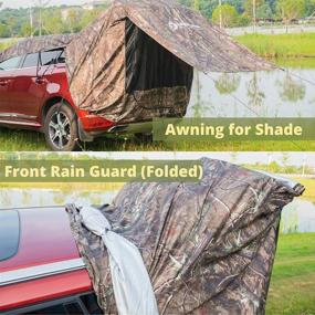 img 1 attached to 🏕️ Палатка для внедорожника SUV Car Tent Camo: водонепроницаемый тент для задней двери для кемпинга, путешествий и чрезвычайных ситуаций - выбраться со всех подготовок!