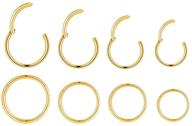 👃 versatile 4pairs surgical steel nose rings hoop: ideal for helix, cartilage, tragus, and daith piercings - women, men, girls - sizes 6mm, 8mm, 10mm, 12mm logo