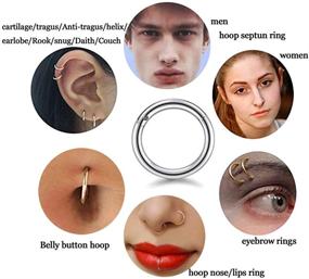 img 3 attached to 👃 Versatile 4Pairs Surgical Steel Nose Rings Hoop: Ideal for Helix, Cartilage, Tragus, and Daith Piercings - Women, Men, Girls - Sizes 6mm, 8mm, 10mm, 12mm