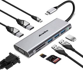img 4 attached to 🔌 ANWIKE USB C Docking Station: Triple Display Hub with HDMI, VGA, 3 USB Ports, PD Charging, SD/TF Card Reader - Compatible with MacBook Pro & MacBook Air, Dell XPS