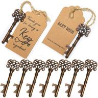 🗝 unlock the magic: 50pcs skeleton key bottle opener wedding favors with escort tag card логотип