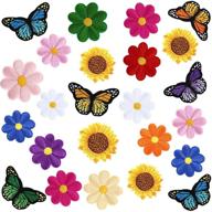 exquisite butterfly embroidered sunflower décor: enhance your space with this stunning decorative piece! logo