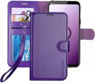 📱 eraglow premium pu leather galaxy s9 wallet case: stylish protective cover with card slots and kickstand in purple logo