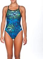 👙 enhance your swim performance with arena women's mixed blur challenge maxlife thin strap open back swimsuit logo