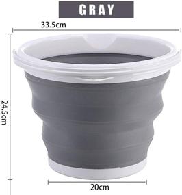 img 2 attached to 🪣 10L Collapsible Bucket with Handle - Multi-use Silicone Portable Fishing Bucket for Cleaning, Backpacking, Camping, Outdoor Survival (Gray)